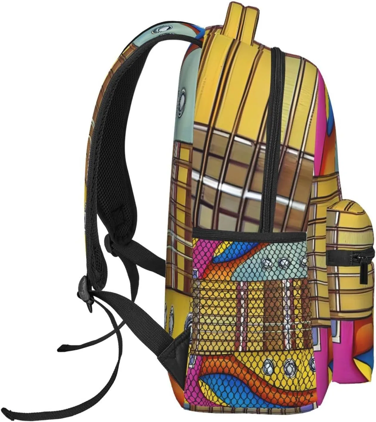 Art Guitar Pattern print Lightweight Bookbag Casual Laptop Backpack for Men Women College backpack