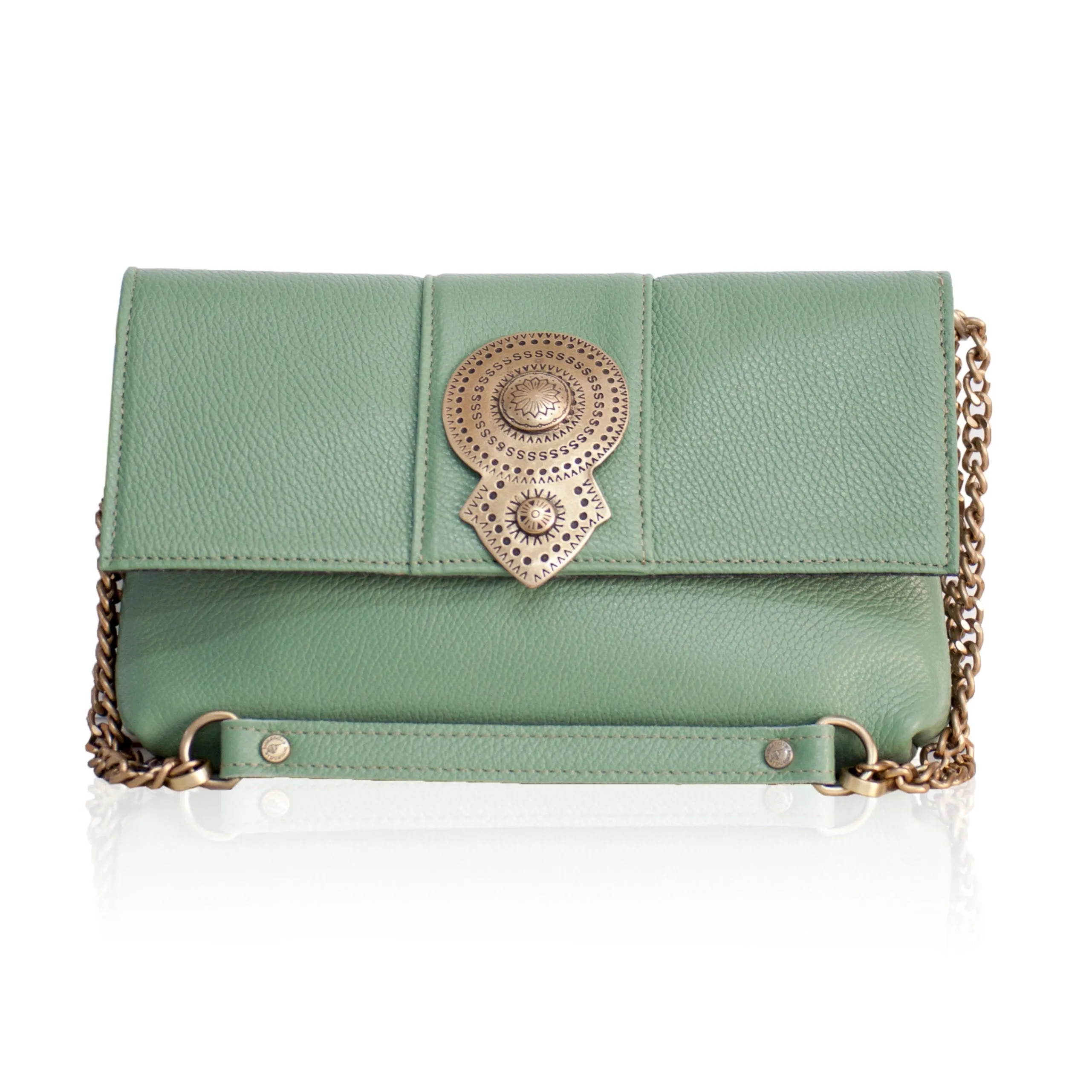 Aurora Leather Shoulder Bag - Sage