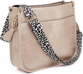 AUYOCO Vegan Leather Crossbody Bags for Women, Crossbody Purse with Guitar Strap Zipped Pockets Handbag Shoulder Bag