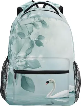 Backpack Swan Leaf Swim for School Boys Girls Laptop Travel Backpack Book Bag Daypack 11.4 16 In M