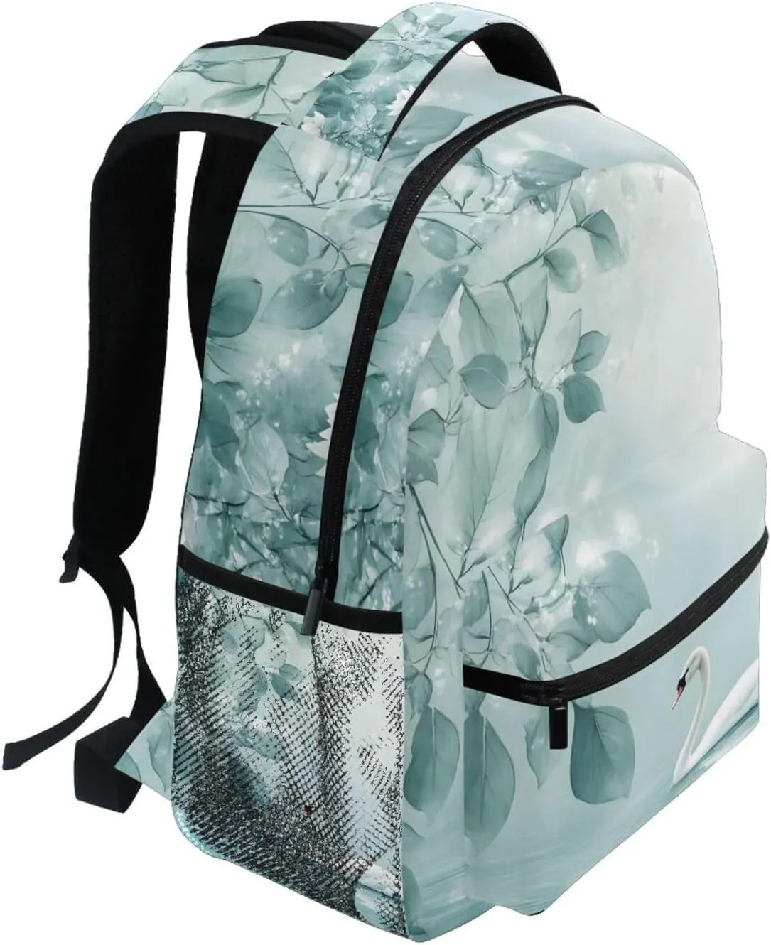 Backpack Swan Leaf Swim for School Boys Girls Laptop Travel Backpack Book Bag Daypack 11.4 16 In M