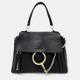Black Leather Small Faye Day Top Handle Bag
