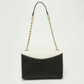 Black/White Leather Fleming Shoulder Bag