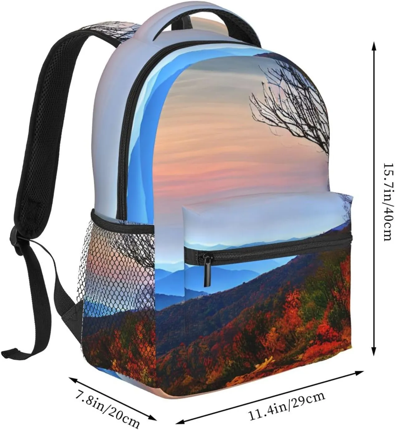 Blue Ridge Mountains print Lightweight Bookbag Casual Laptop Backpack for Men Women College backpack