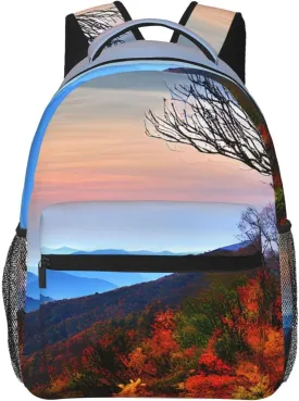 Blue Ridge Mountains print Lightweight Bookbag Casual Laptop Backpack for Men Women College backpack