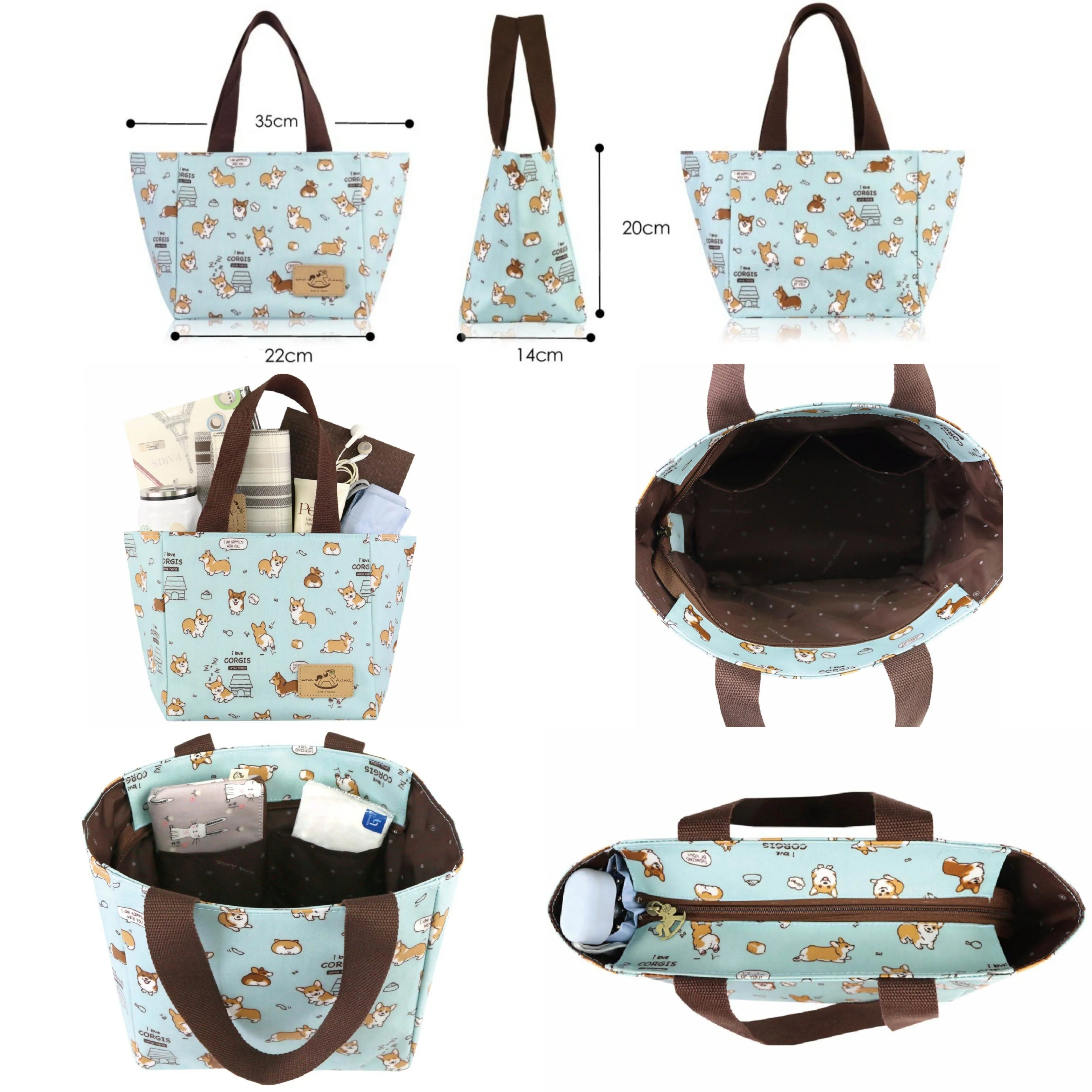 Blue Snow Corgi Square Handbag