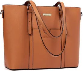 BROMEN Women Briefcase 15.6 inch Laptop Tote Bag Vintage Leather Handbags Shoulder Work Purses
