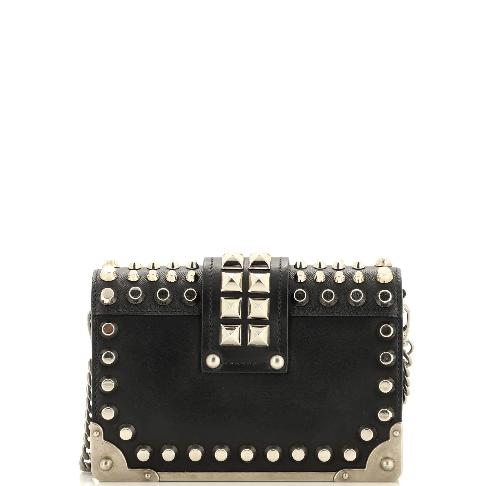Cahier Crossbody Bag Studded City Calf with Saffiano Small