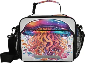 Cartoon Galaxy Jelly Fish Lunch Bag for Women Men Marine Insulated Cooler Tote Bag with Adjustable Shoulder Strap Large Capacity Picnic Lunch Box Outdoor for Adult Office