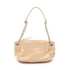 Chain Shoulder Bag Logo Calf Sv Chain Shoulder Bag Lambskin Beige Silver Hardware Logo