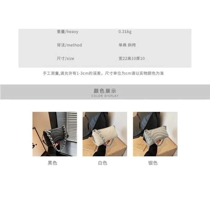 Chain Strap Triangle Faux Leather Crossbody Bag