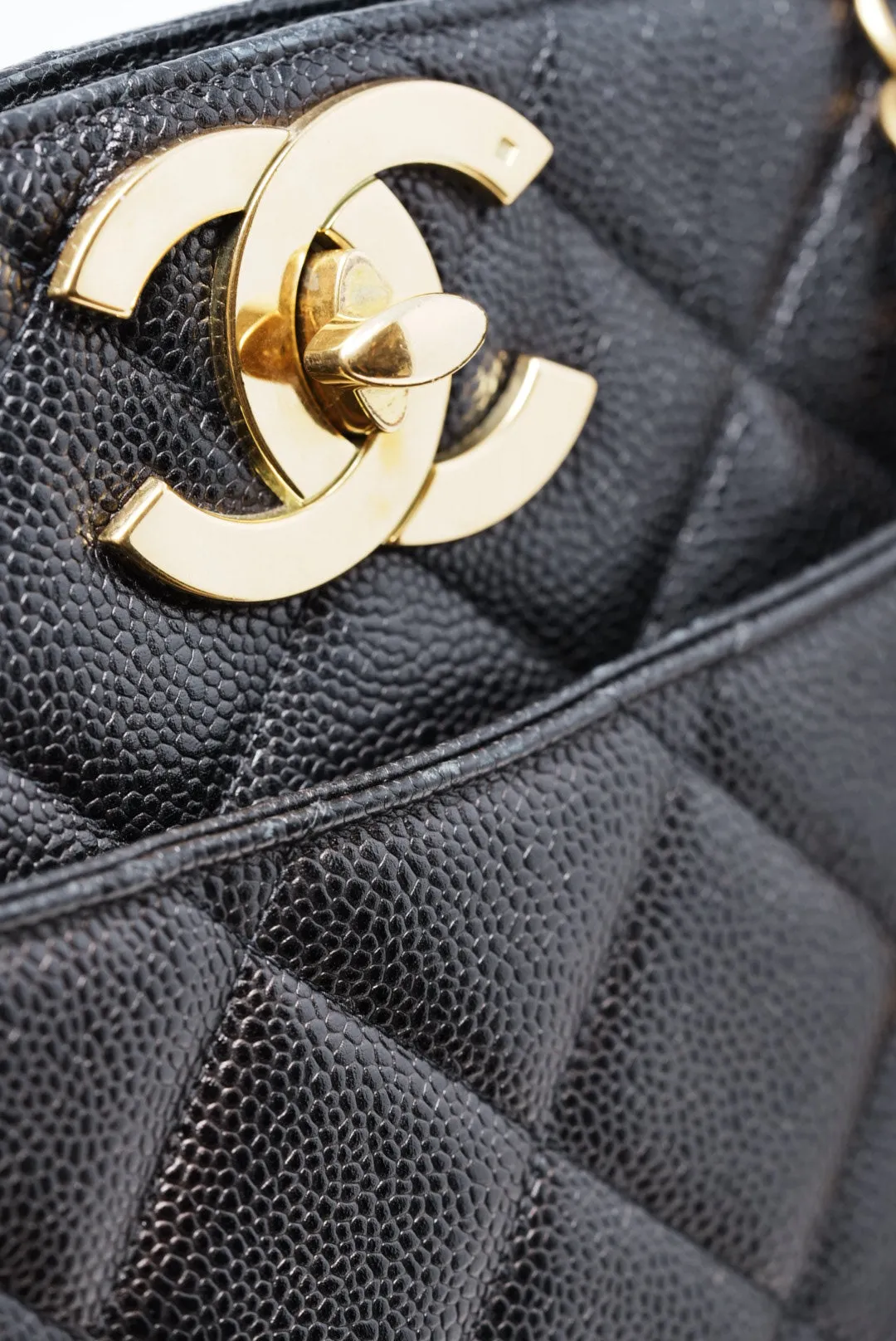 Chanel Black Quilted Caviar Tote Bag