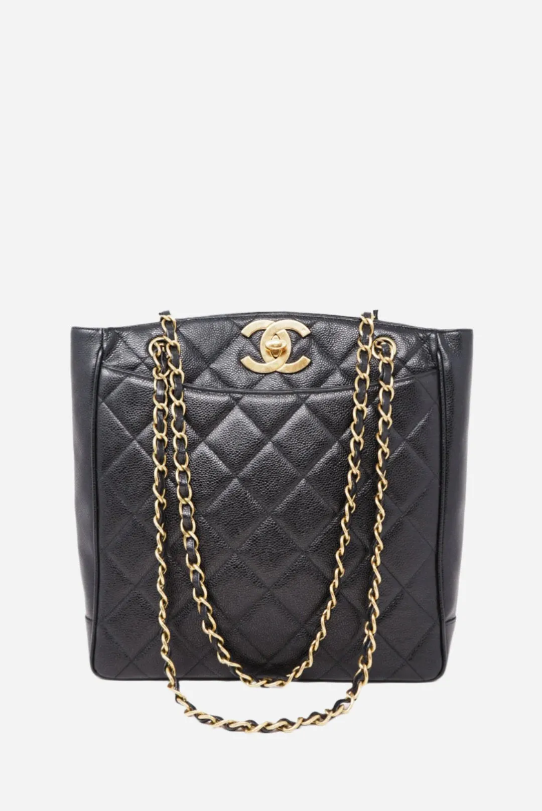 Chanel Black Quilted Caviar Tote Bag