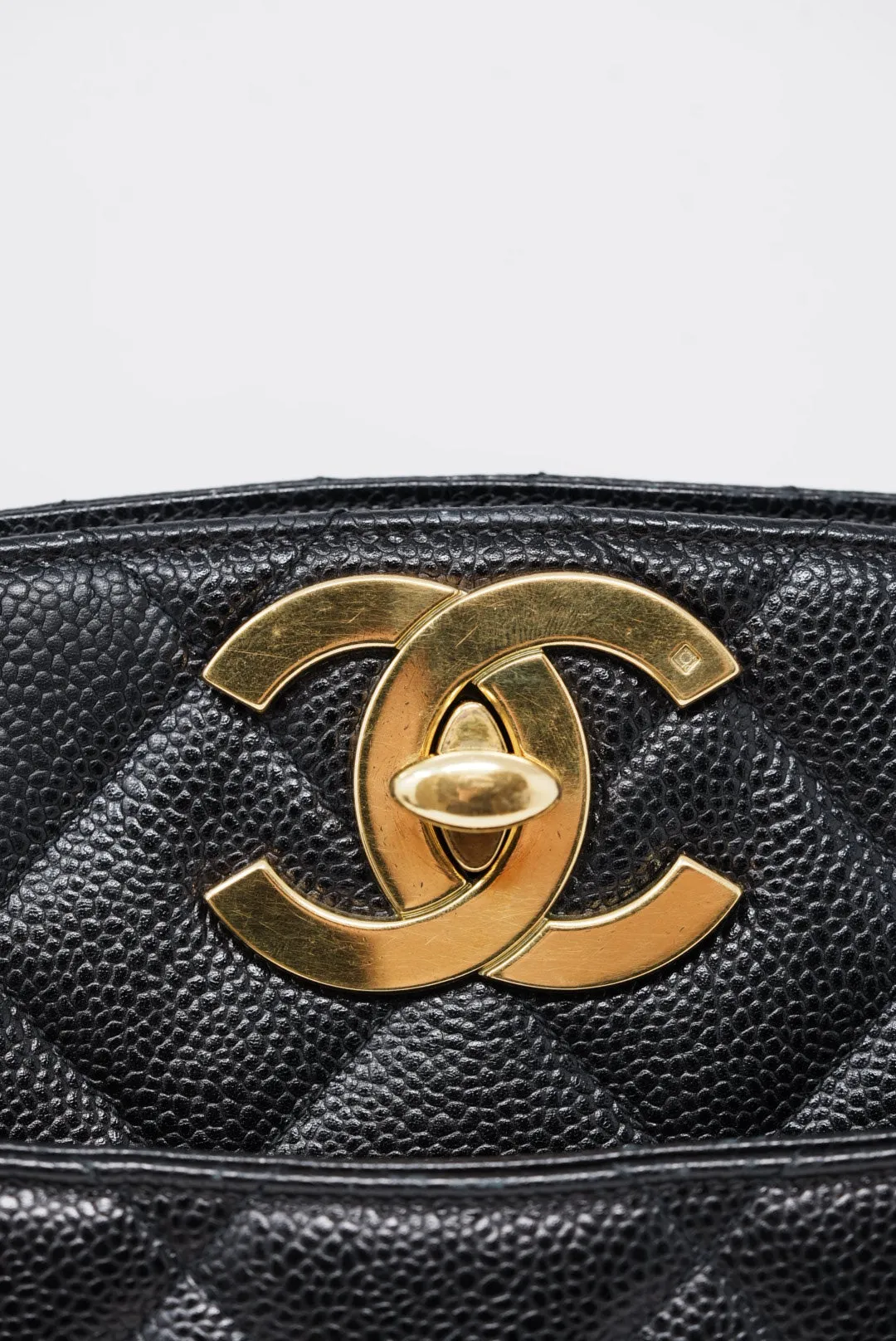 Chanel Black Quilted Caviar Tote Bag