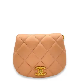 Chanel Chain Clutch Mini Beige Crossbody Bag in Lambskin, Gold hardware S2409-001411CH