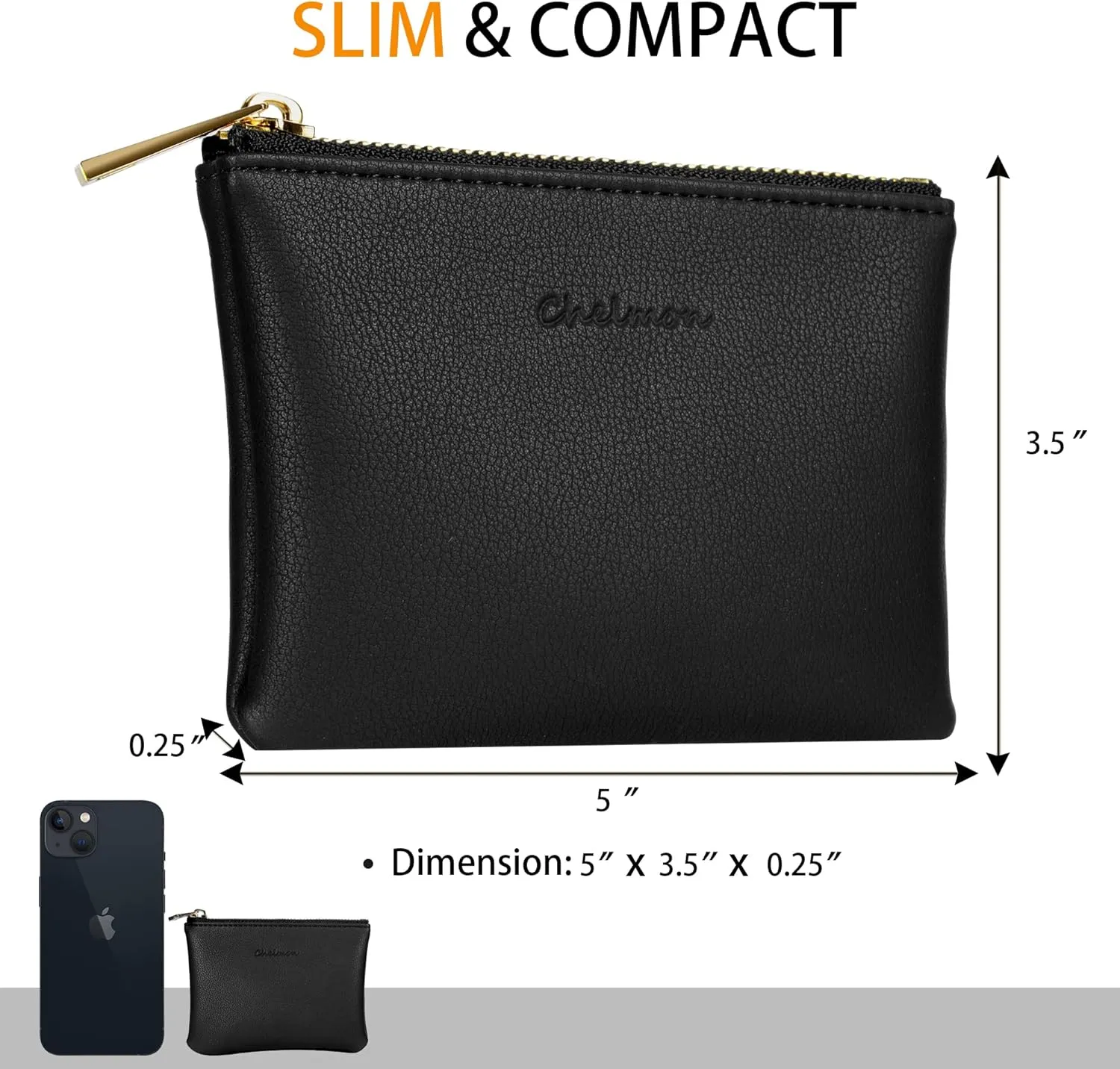Chelmon Vegan Leather Coin Purse Pouch Change Purse With Zipper For Men Women