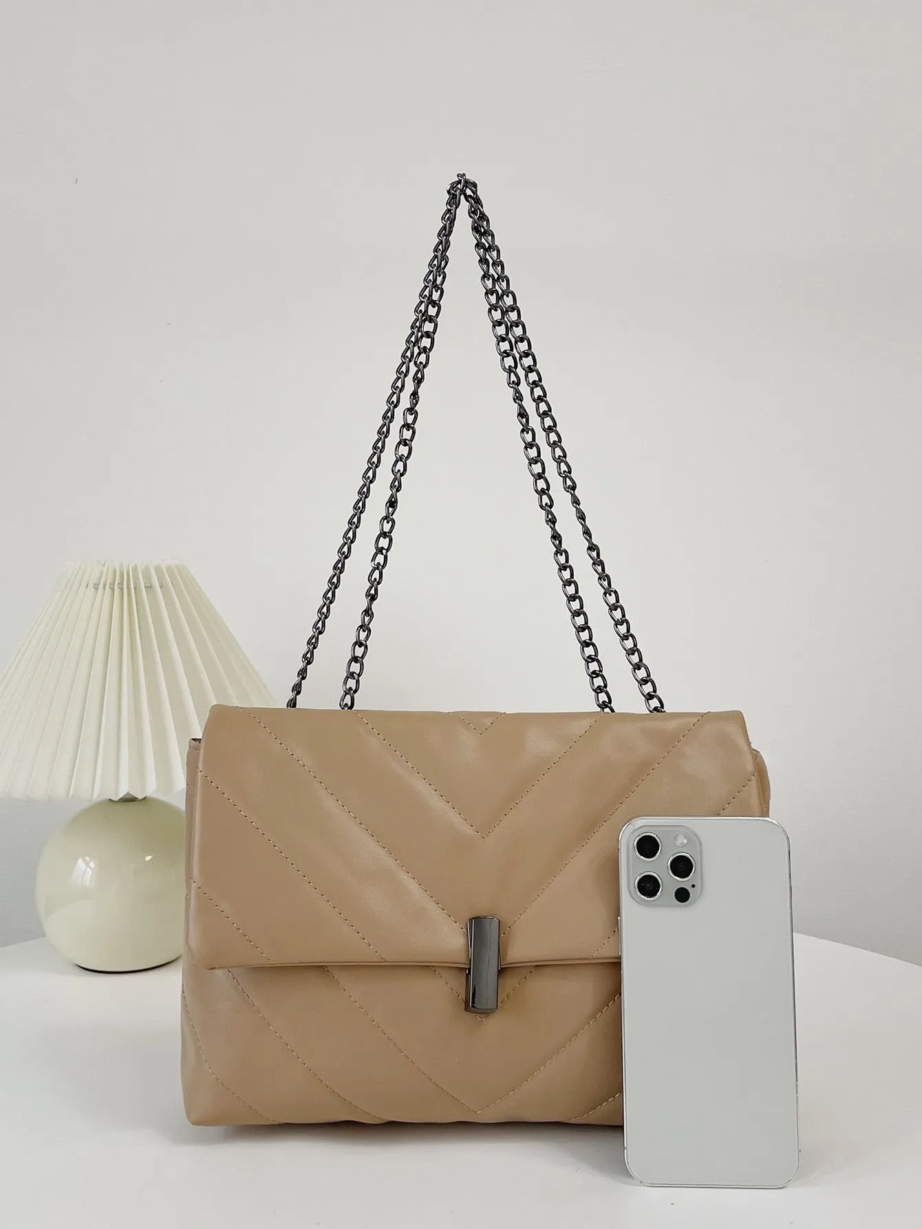 Chevron Flap Chain Bag