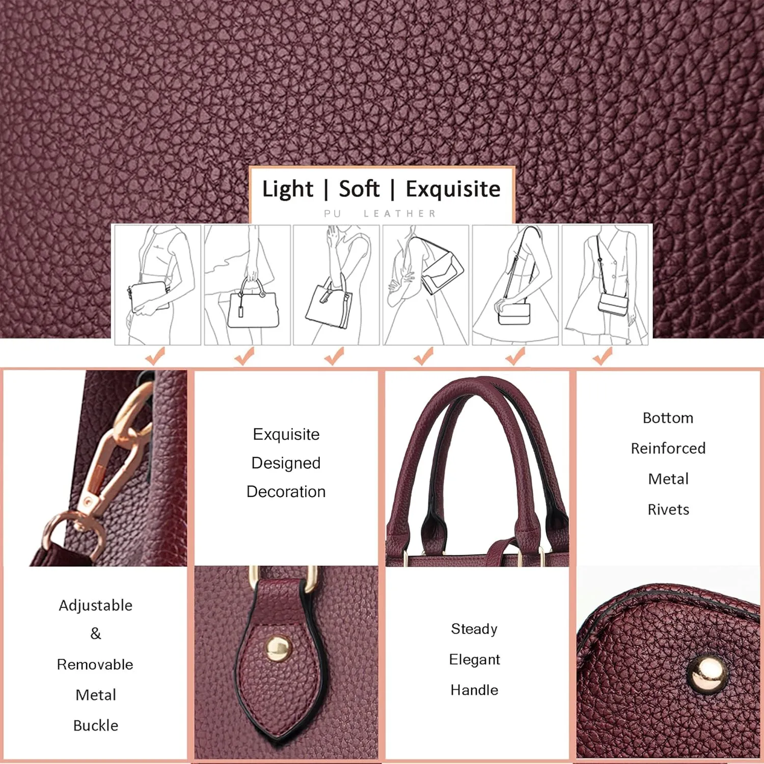 CHICAROUSAL Purses and Handbags for Women Leather Crossbody Bags Women's Tote Shoulder Bag