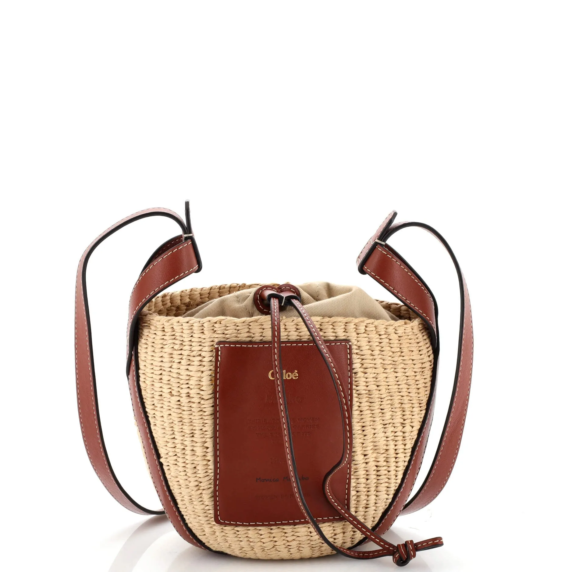 CHLOE x Mifuko Basket Bag Raffia with Leather Small
