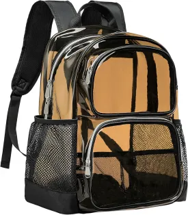 Clear Backpack Heavy Duty,17'' Transparent Bag See Through Backpack for College Work Travel Security,Brown