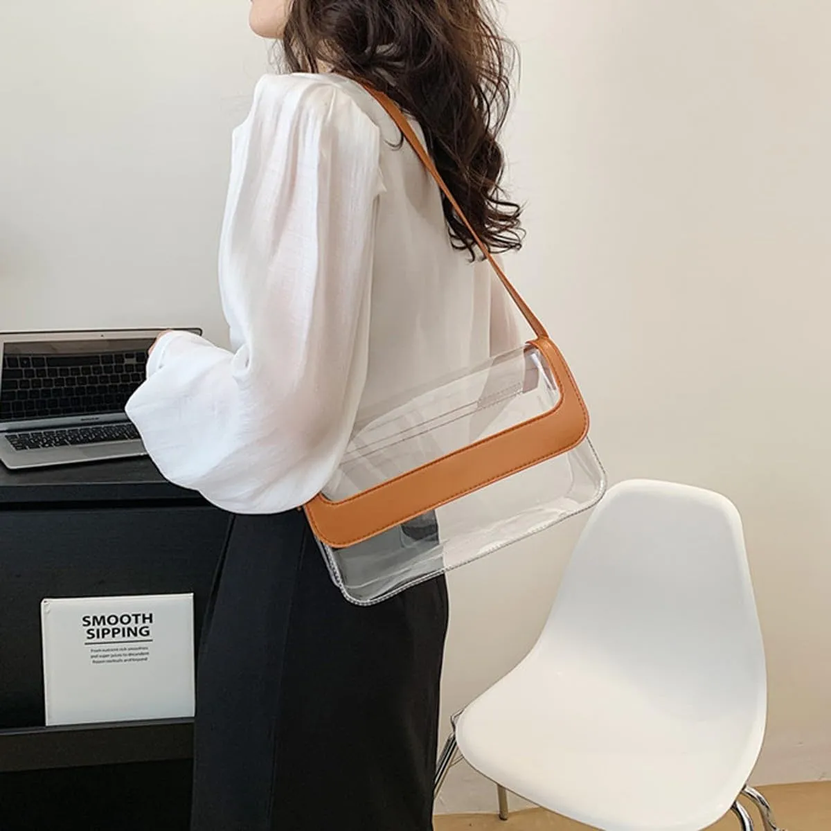 Clear Shoulder Bag Purse 2 In 1 Transparent Crossbody Bag Jelly Handbag For Women Small Leather Briefcase for