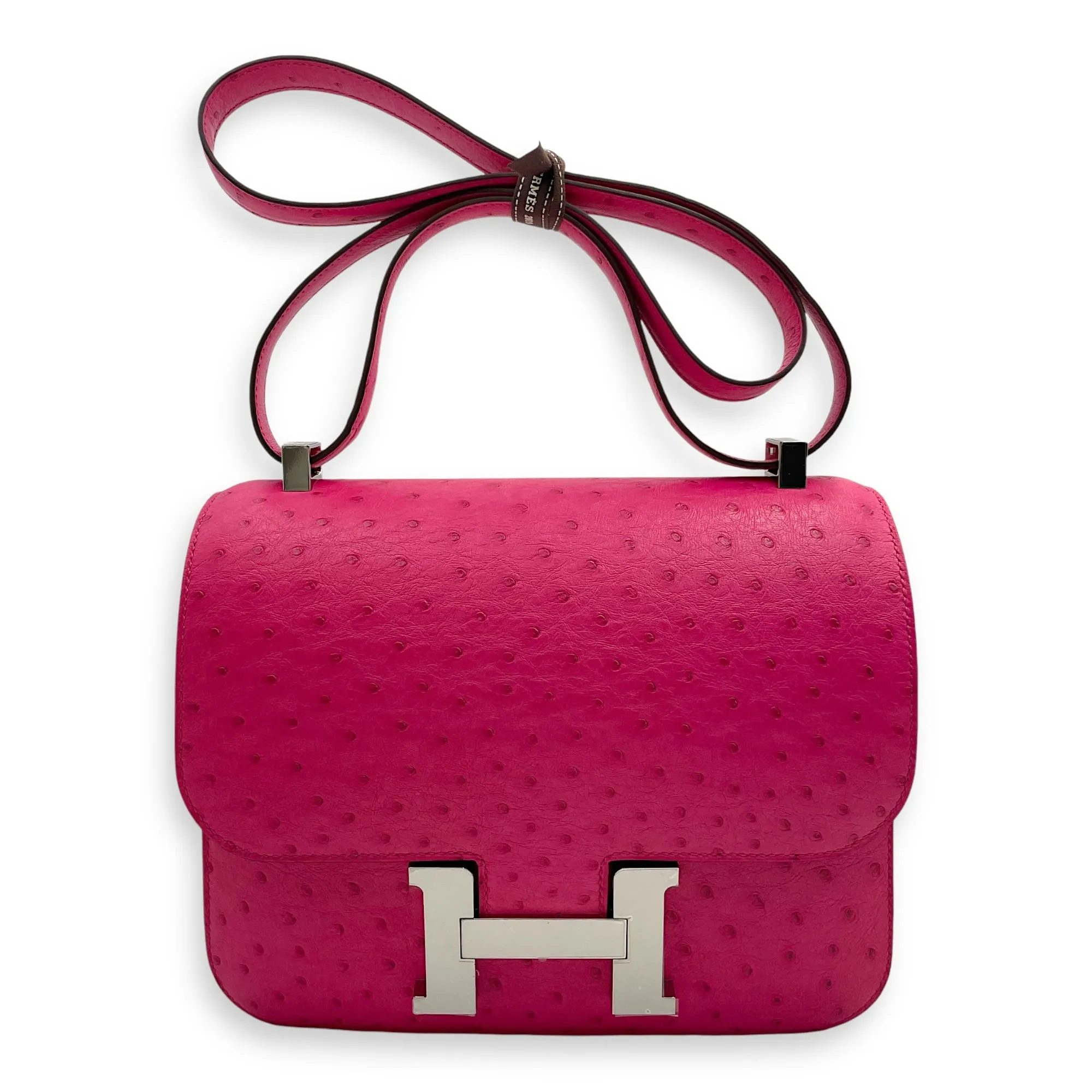 Constance 24 Pink in Ostrich, Palladium hardware