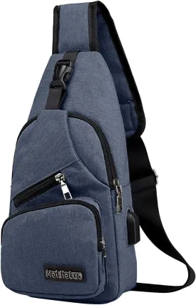 Crossbody Sling Bag, Water-Proof Crossbody Backpack/Shoulder Bag with USB Charging Port, Lightweight Shoulder Chest Bags (Dark Blue)