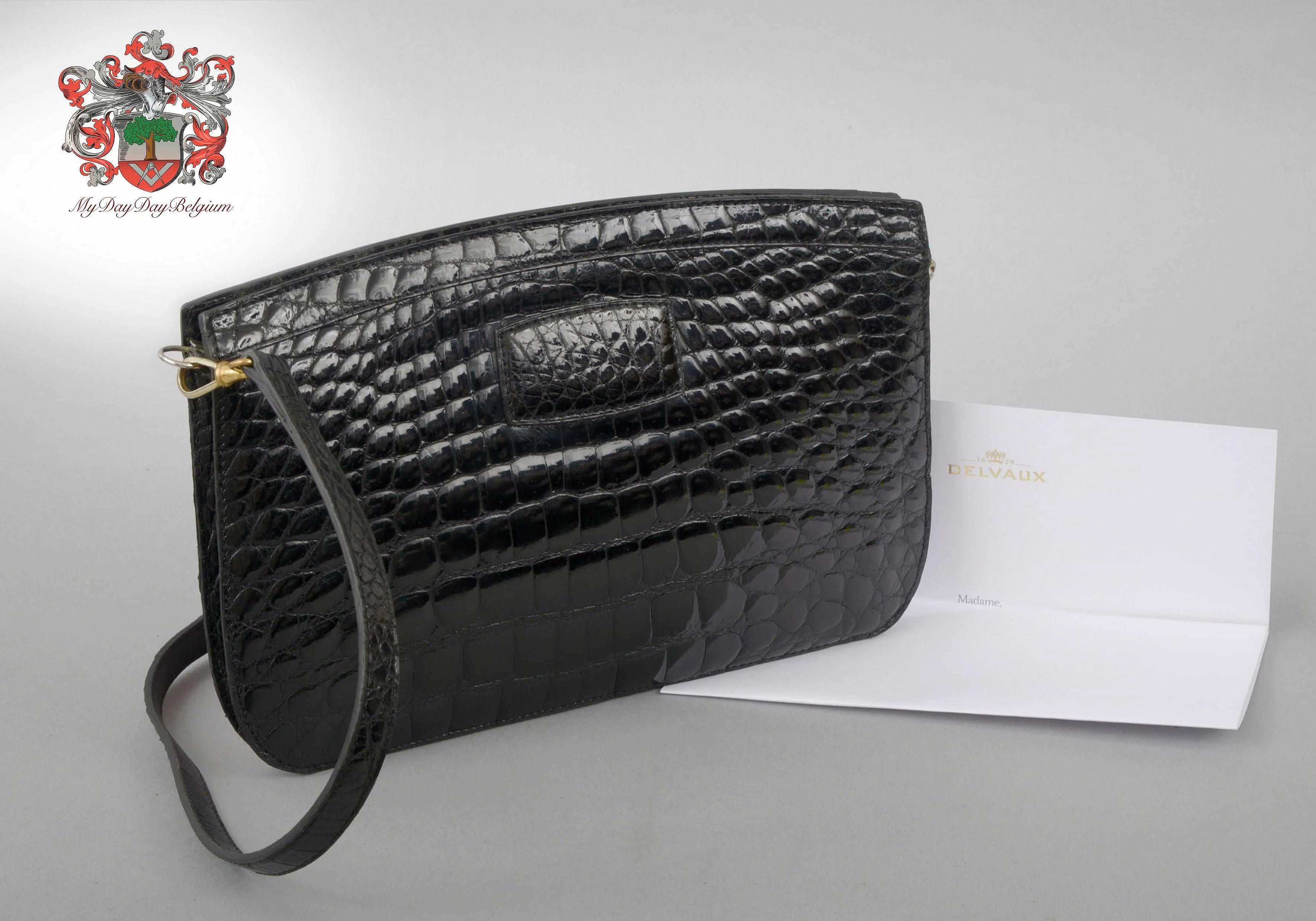 Delvaux vintage alligator clutch/shoulder bag 1975