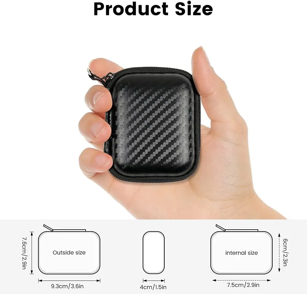 Earbud Case Holder Earphone Case Hard EVA Headphone Storage Bag Small Zipper Pouch Compatible with Wired Earbuds, JBL Vibe Beam, Tune 230NC TWS, TAGRY X08, Btootos A90 Pro, in Ear Monitor -with Clip