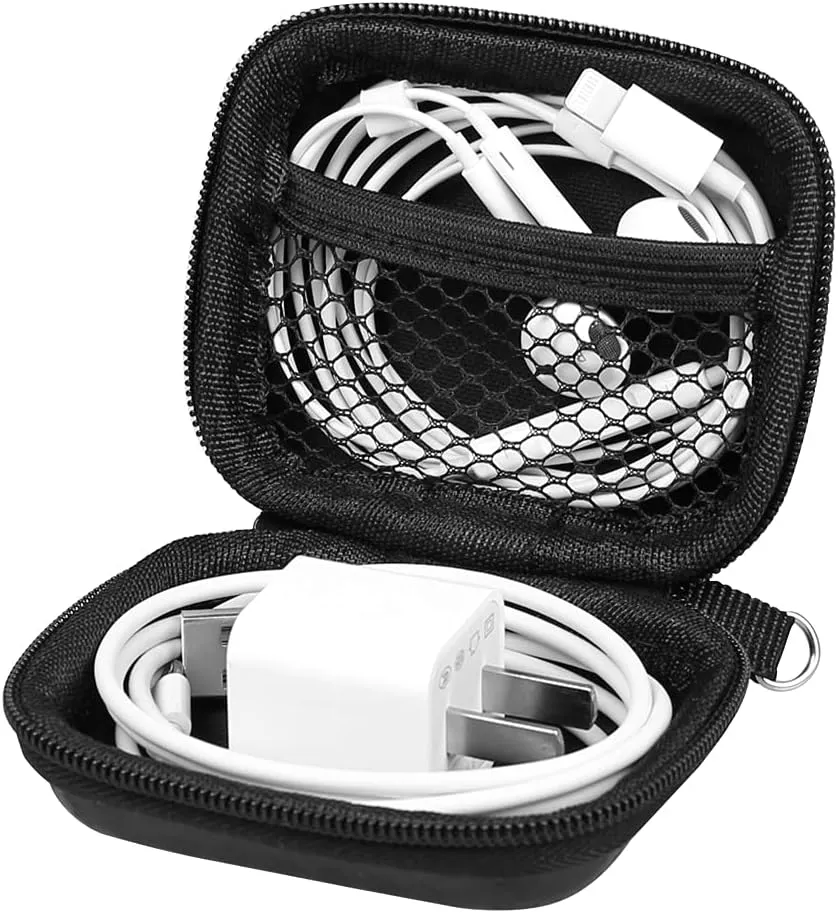 Earbud Case Holder Earphone Case Hard EVA Headphone Storage Bag Small Zipper Pouch Compatible with Wired Earbuds, JBL Vibe Beam, Tune 230NC TWS, TAGRY X08, Btootos A90 Pro, in Ear Monitor -with Clip