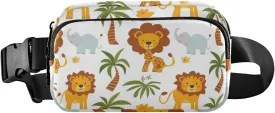 Fanny Pack for Women Men, Coconut Palm Lions Belt Bag Waist Pack Crossbody Bag Bum Bag with Adjustable Strap
