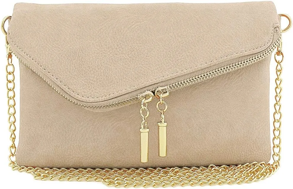 FashionPuzzle Envelope Wristlet Clutch Crossbody Bag with Chain Strap