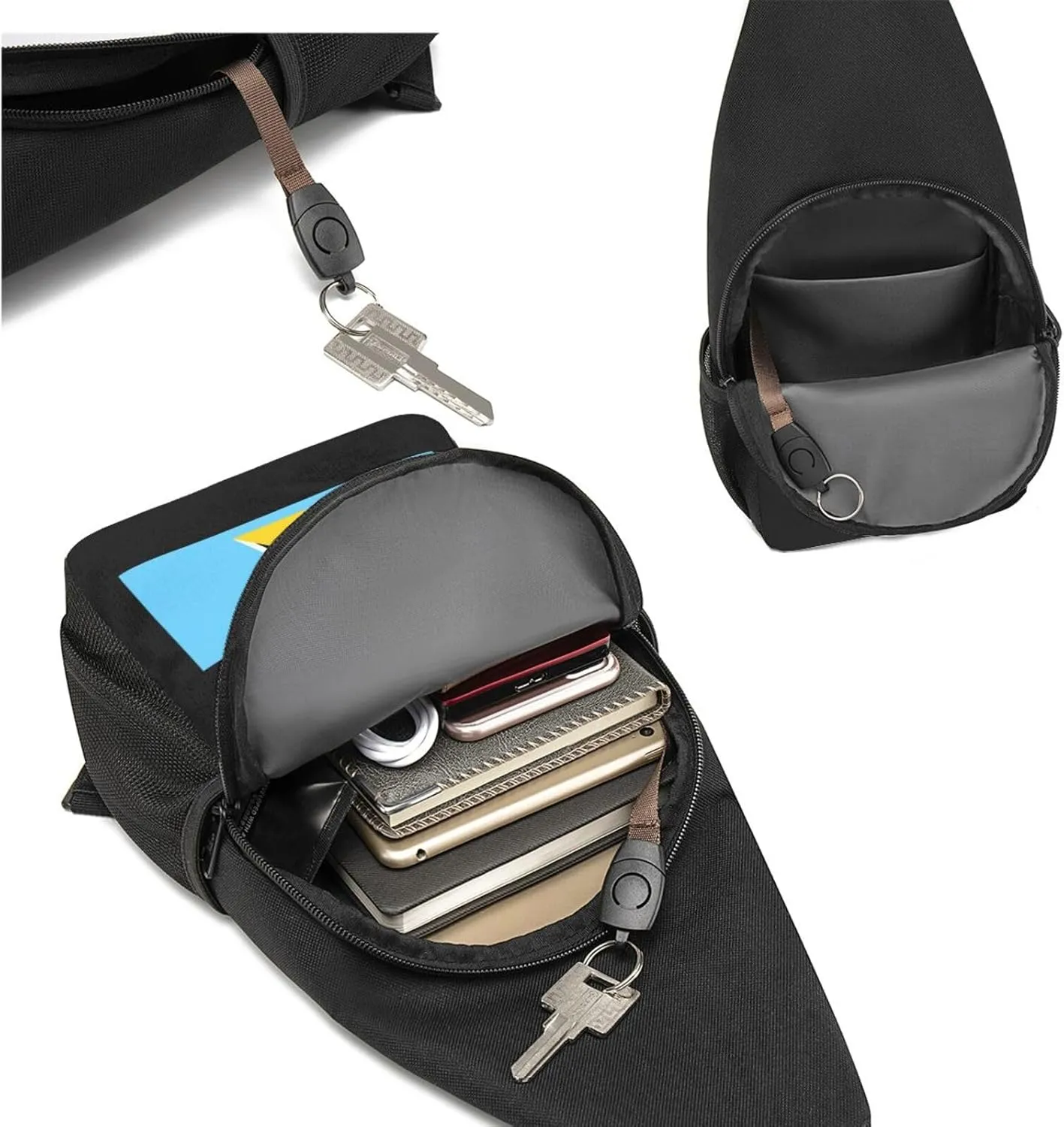 Flag Of Saint LuciaFashion One-Shoulder BagAnti-Theft Crossbody Shoulder Chest Bag
