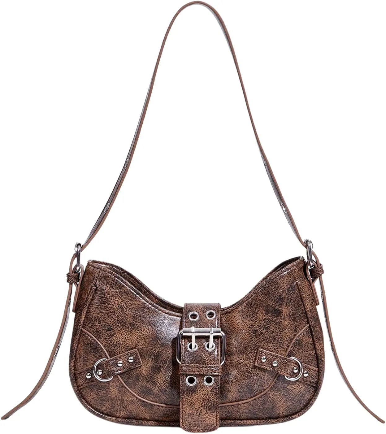 Floerns Women's Y2k Shoulder Bag Rivet Adjustable Straps Hobo Bag Punk Crossbody Purse