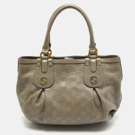 Grey Guccissima Leather Medium Scarlett Stud Interlocking Hobo