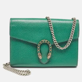 Gucci Green Leather Dionysus Wallet On Chain..
