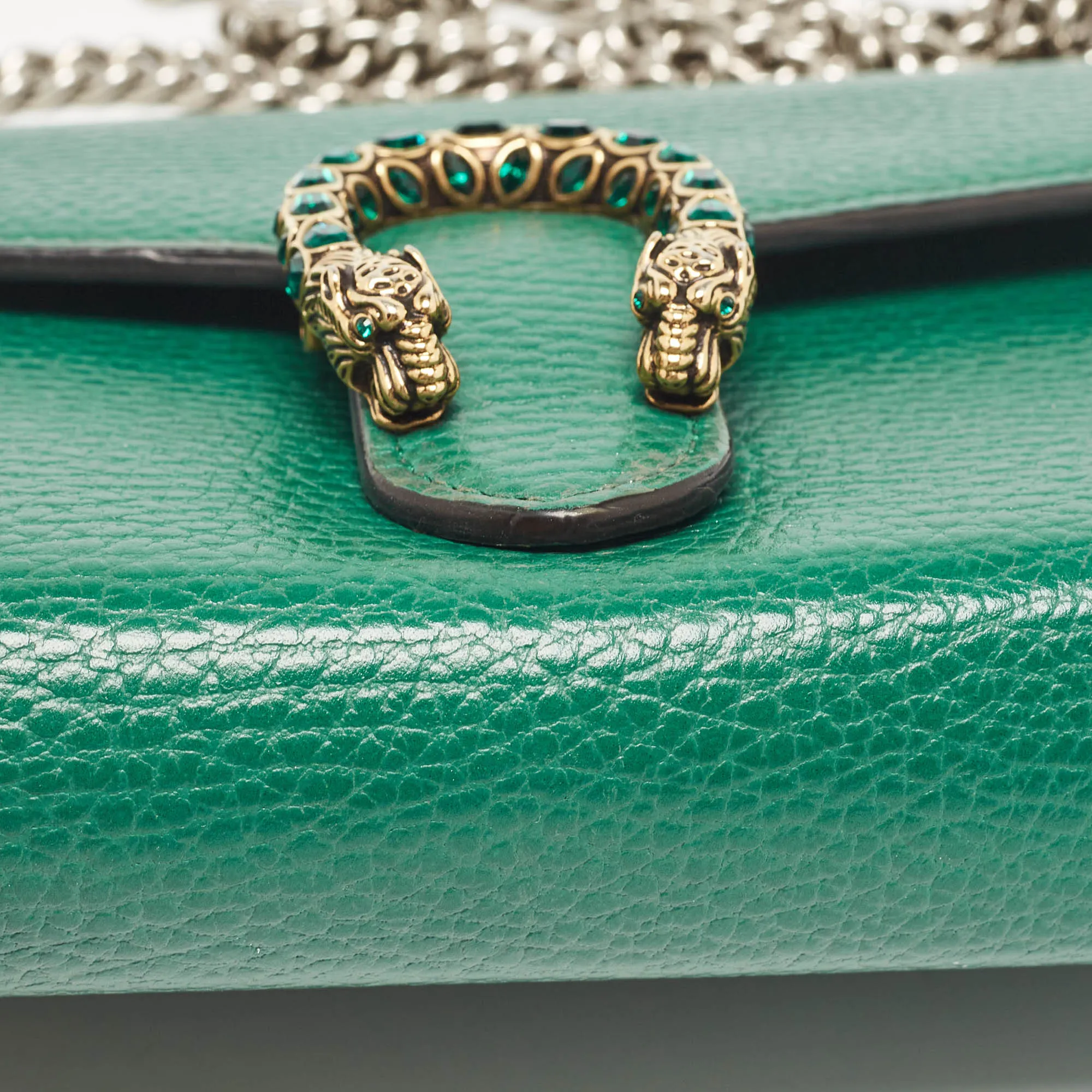 Gucci Green Leather Dionysus Wallet On Chain..