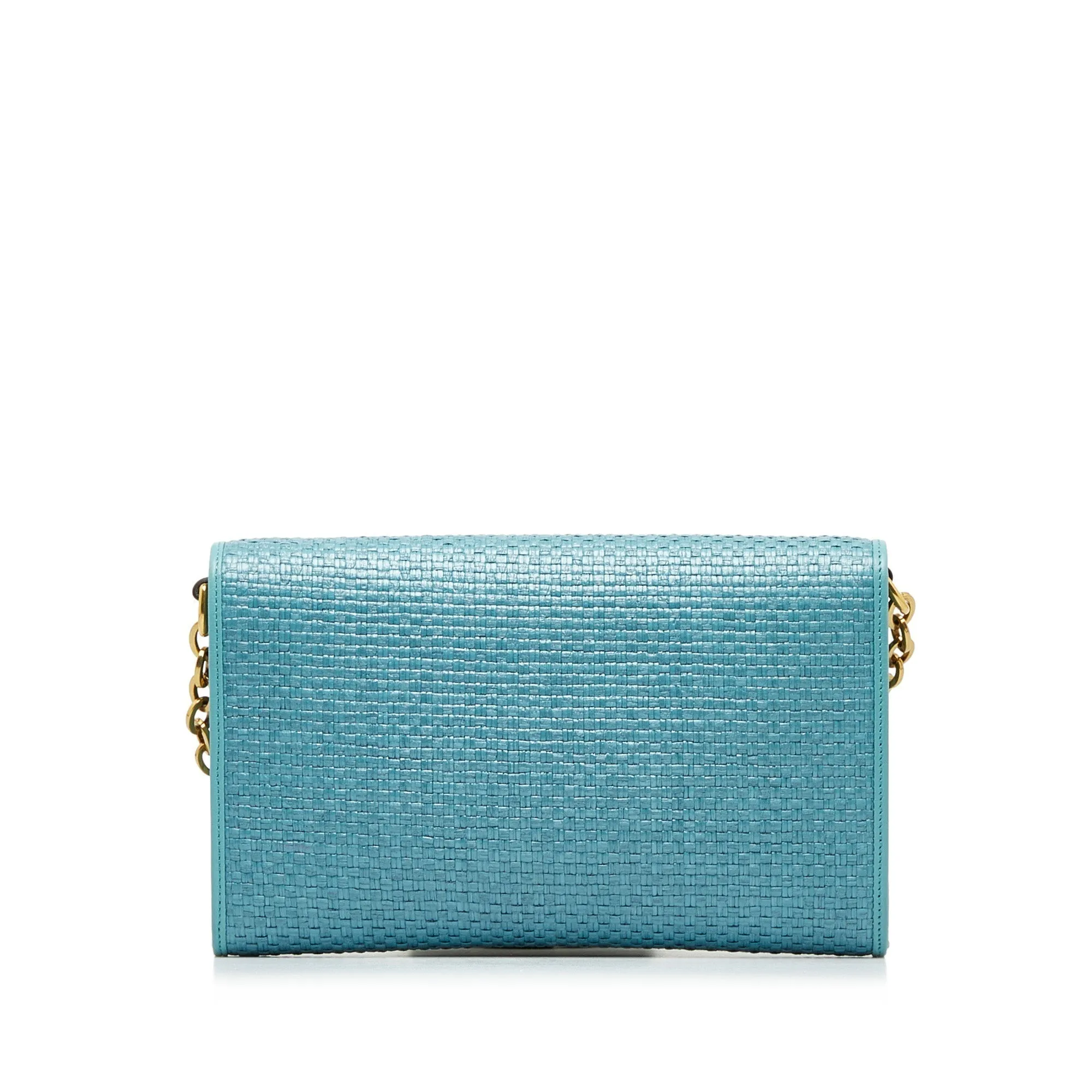 GUCCI Horsebit 1955 Raffia Chain Bag