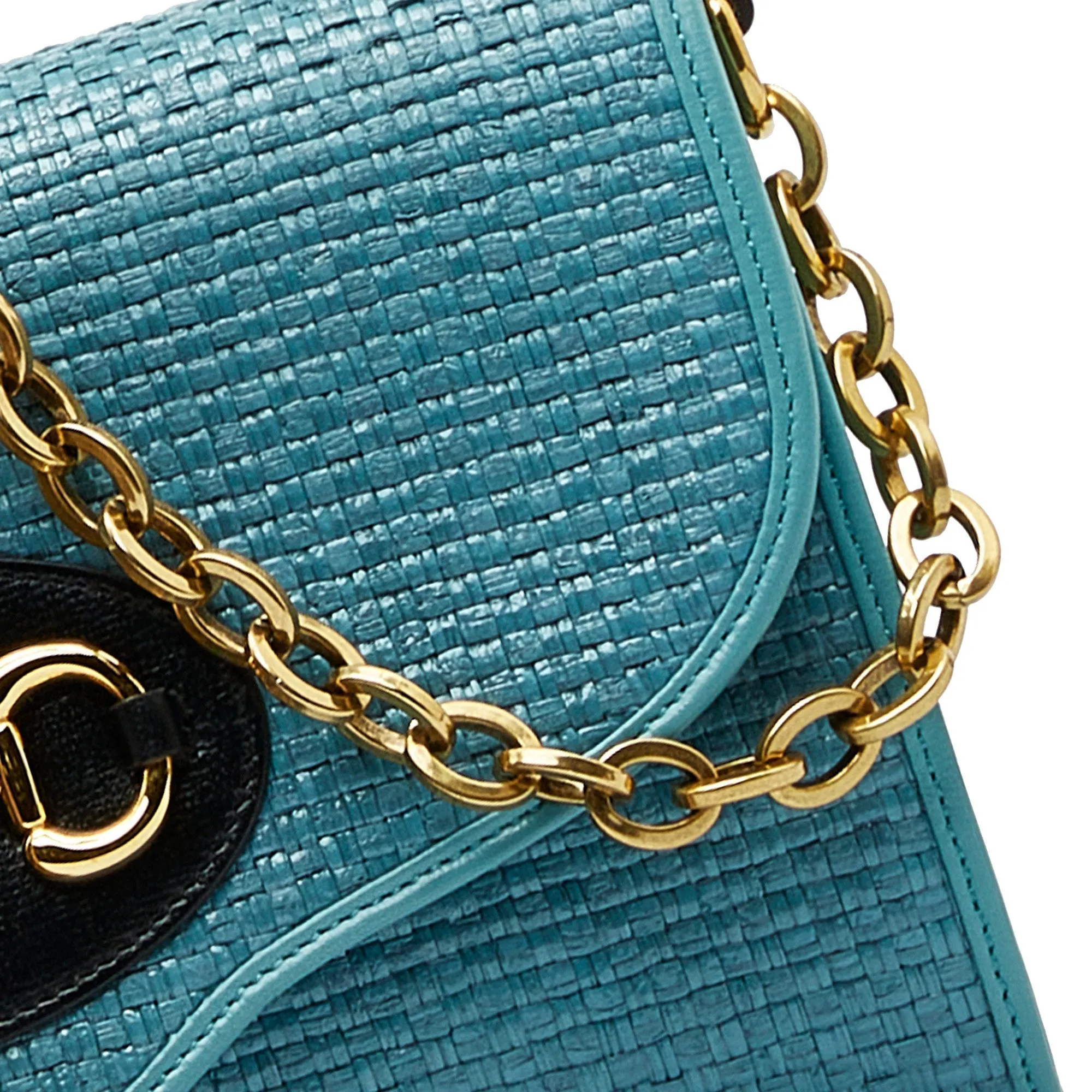 GUCCI Horsebit 1955 Raffia Chain Bag