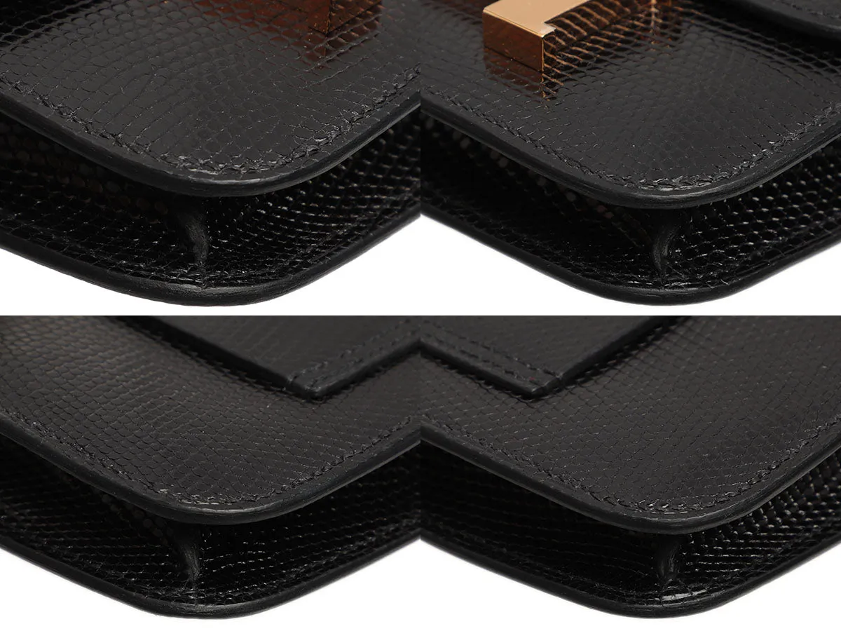 Hermès Black Shiny Lizard Constance Belt/Waist Bag
