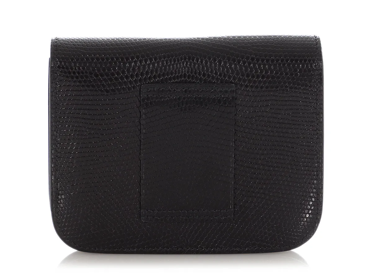 Hermès Black Shiny Lizard Constance Belt/Waist Bag