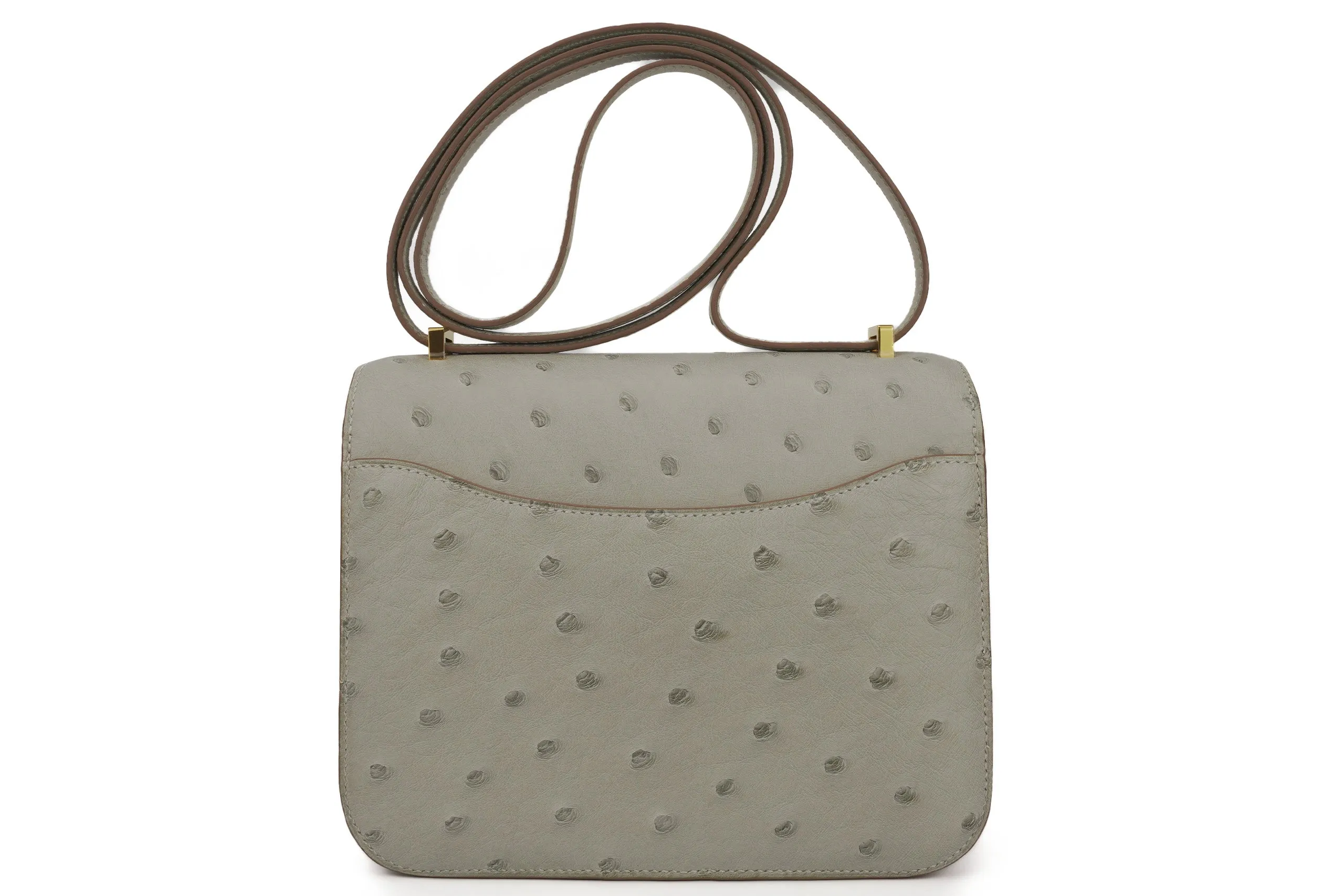 Hermès Constance 18 Exotic Ostrich Gris Perle GHW