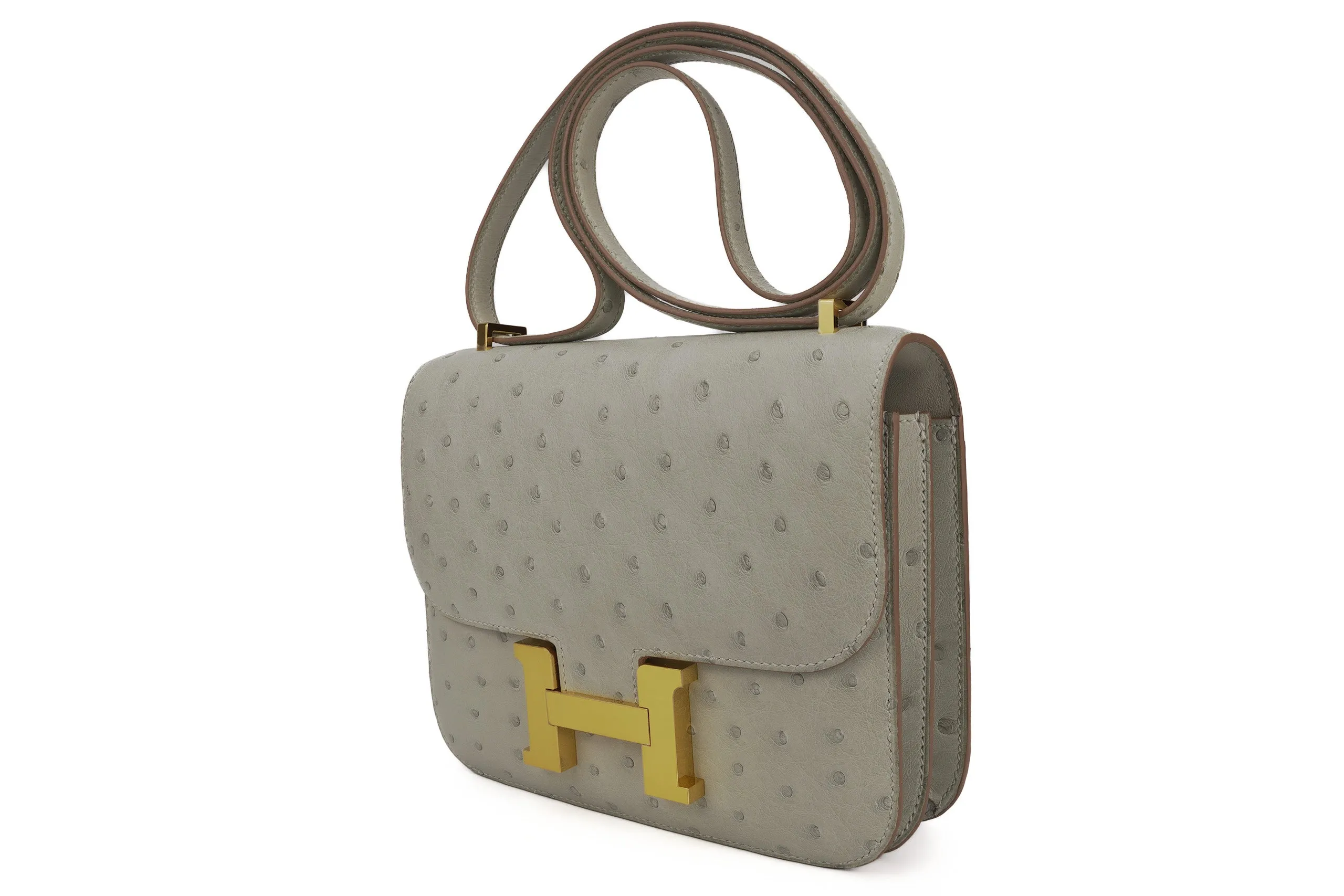 Hermès Constance 18 Exotic Ostrich Gris Perle GHW
