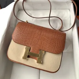 Hermès Constance 18 Gold Alligator Mississippi Matte Gold Hardware GHW