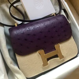 Hermès Constance 18 Violine Ostrich Gold Hardware GHW