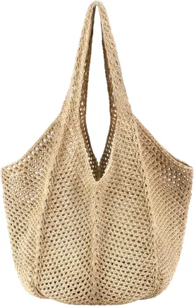 Hommtina Straw Beach Bag - Womens Crossbody Shoulder Vacation Purse for Summer