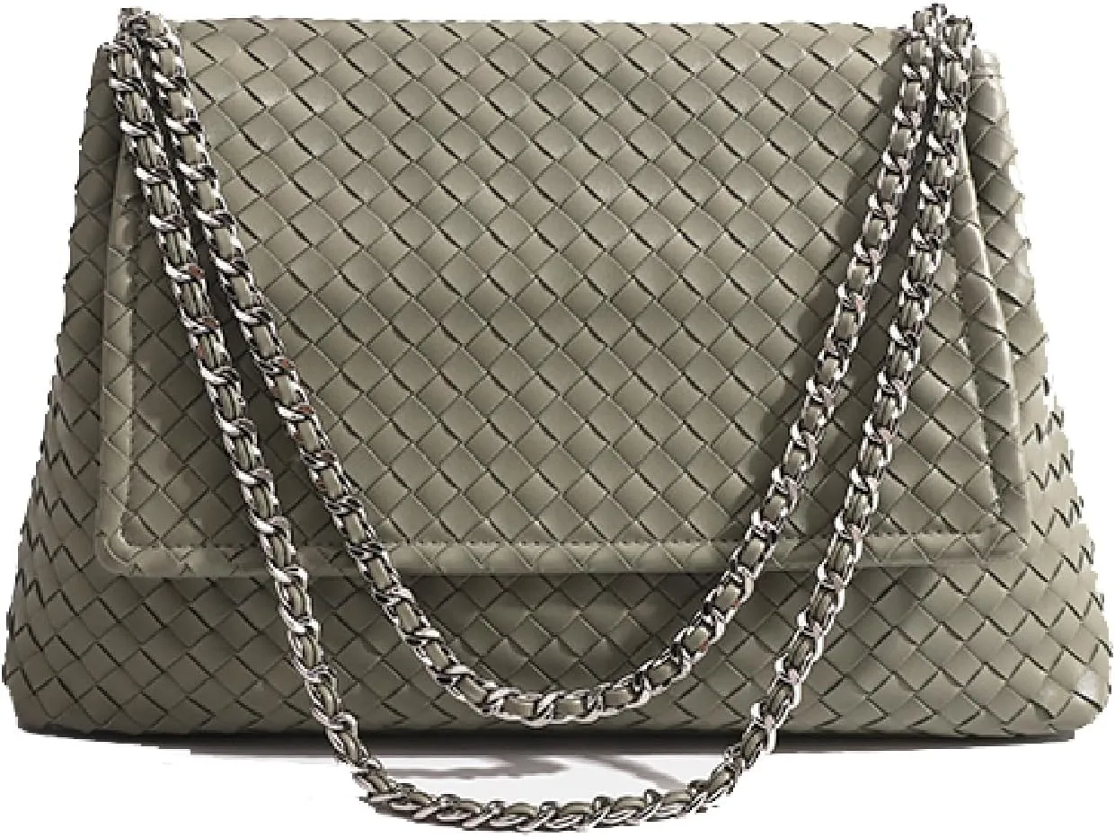 JINMANXUE Woven Bag for Women Vegan Leather Tote Bag Summer Beach Handbag Purse Retro Handmade Travel Shoulder Bag
