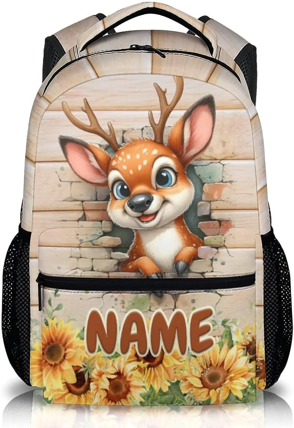 Kids Backpack, Custom Cute Deer Backpack for Boys Girls 6-8, 17 Inch Animal Themed Bookbag for School Hiking Camping