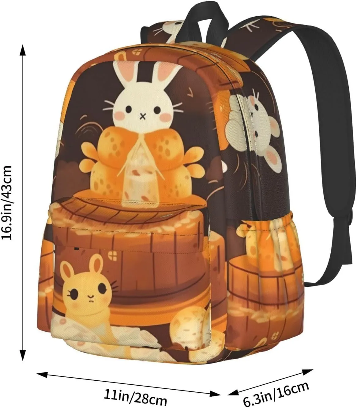 Laptop Backpack for Men Women Lightweight Backpack Bunny and Cake Casual Daypack with Bottle Side Pockets