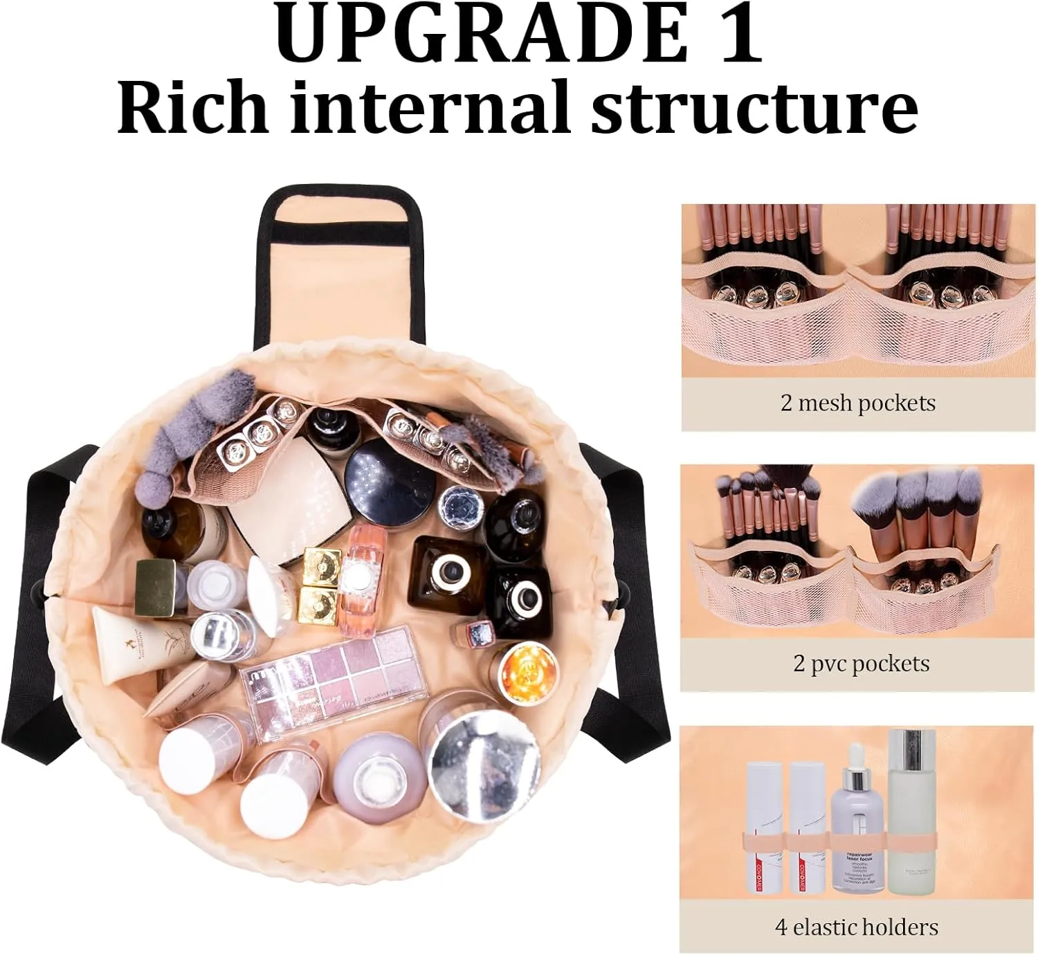 Large Barrel Drawstring Makeup Bag,Travel Makeup Bag,Portable Cosmetic Bag Make Up Organizer Bag for Travel Accessories Essentials and Hair Product,Gifts for Women Girls(dog makeup bag)